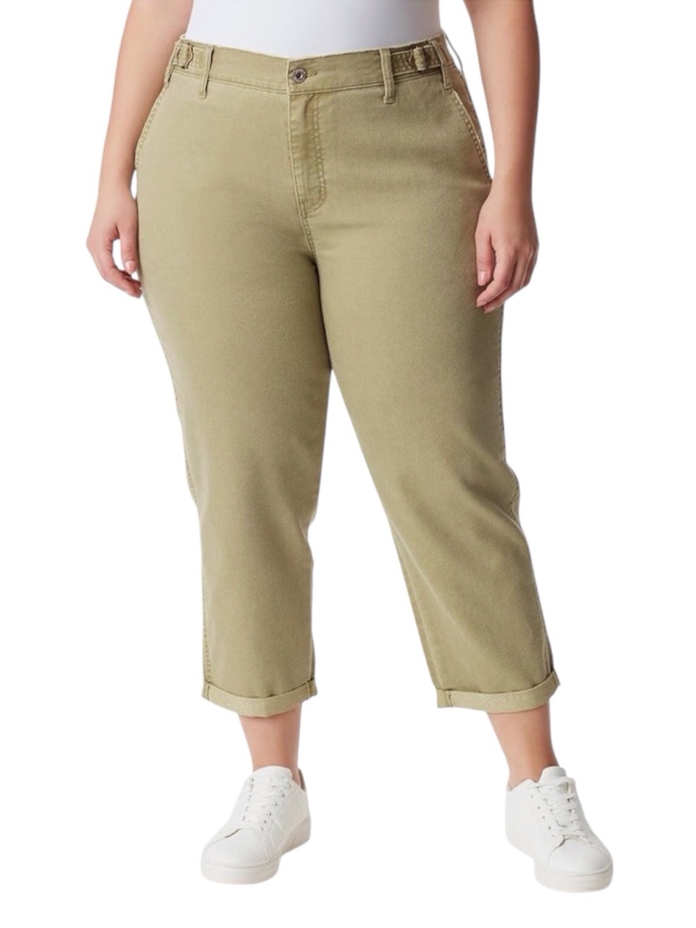Jessica Simpson Mika Bestie Light Olive Green Chino Slim Ankle Pants, 16W